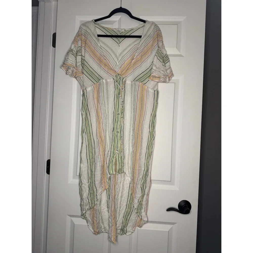 O'neill Low Tide Stripe Hi Low Swimsuit Coverup Dress Xl - Picture 1 of 2